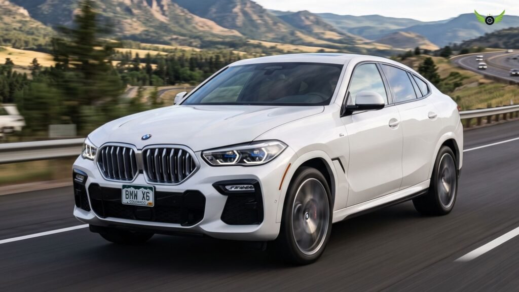 2026 BMW X6 driving on an open road showing performance and handling