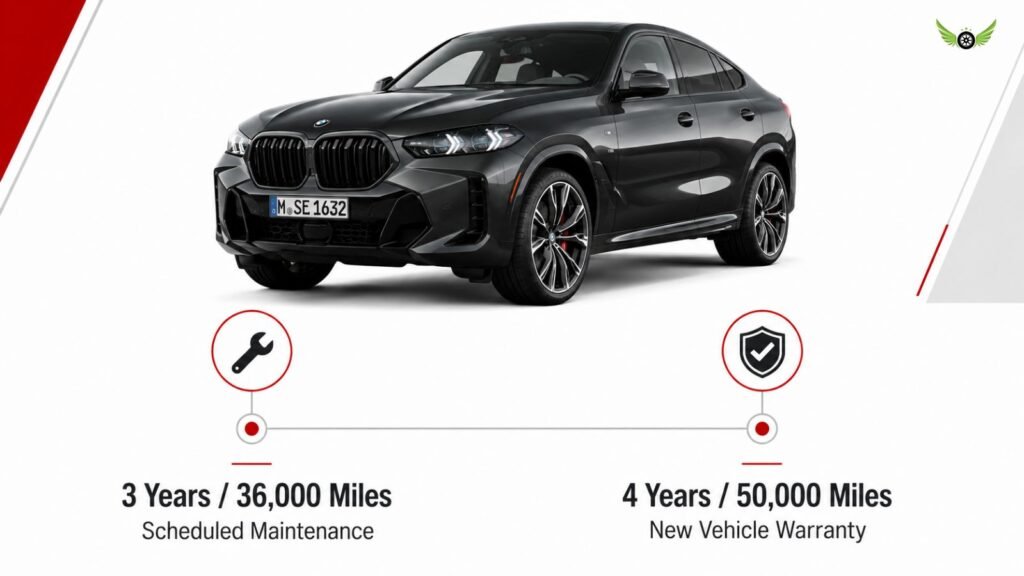 2026 BMW X6 warranty and scheduled maintenance coverage infographic