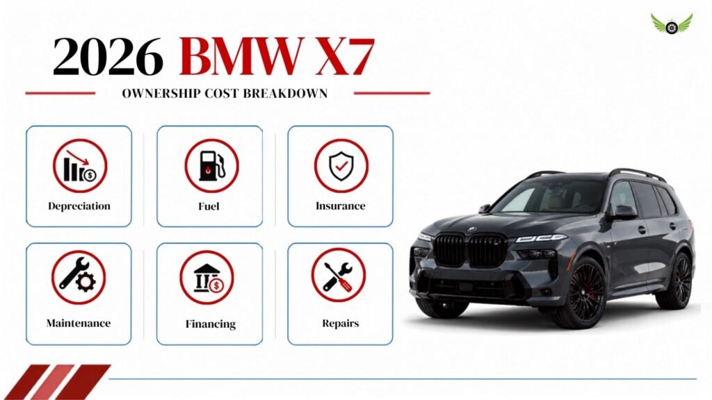 BMW X7 ownership cost breakdown including depreciation, fuel, insurance, maintenance and financing