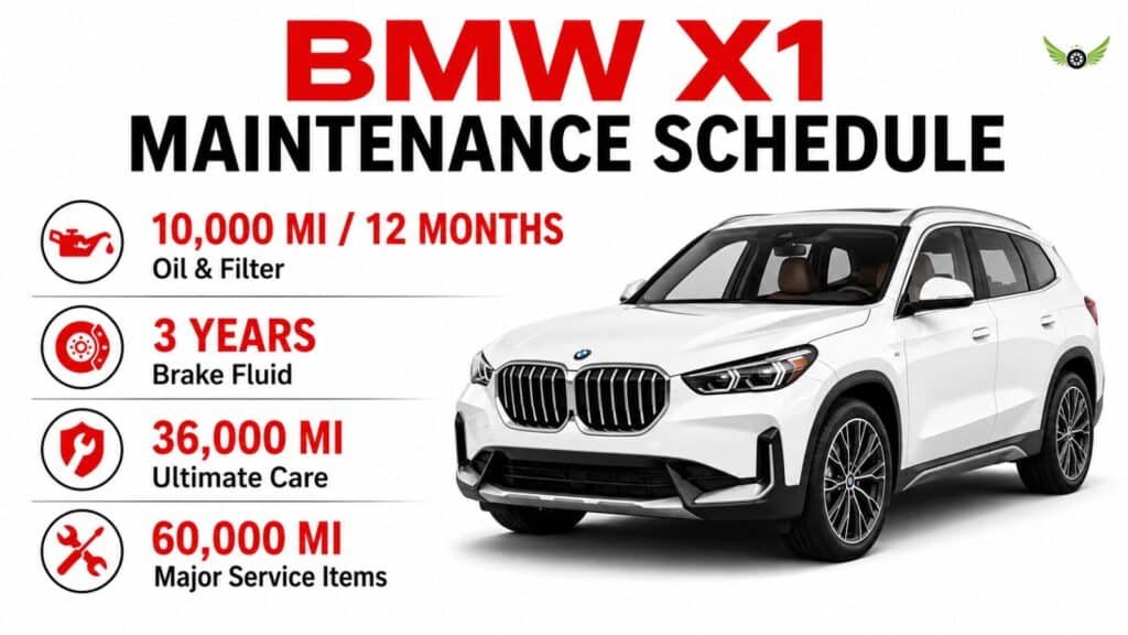 BMW X1 maintenance schedule showing service intervals and major maintenance requirements