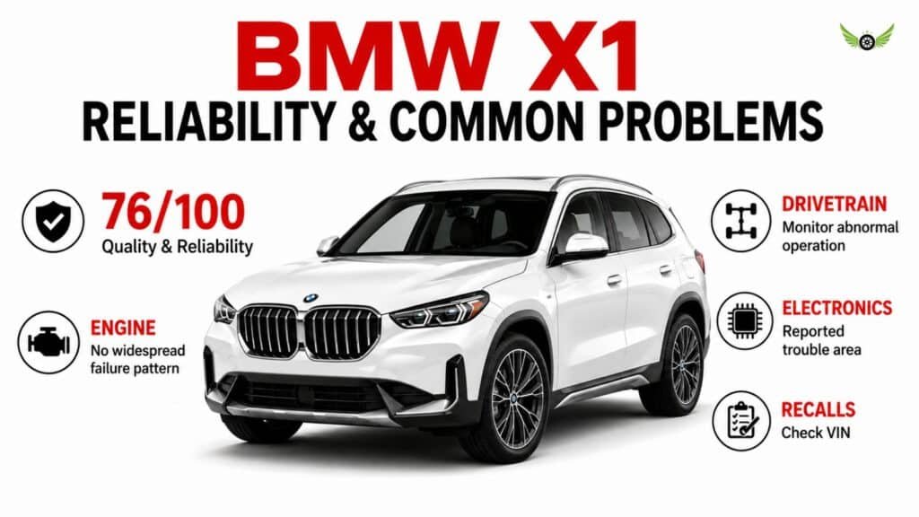 BMW X1 reliability rating and common problem areas including drivetrain and electrical systems