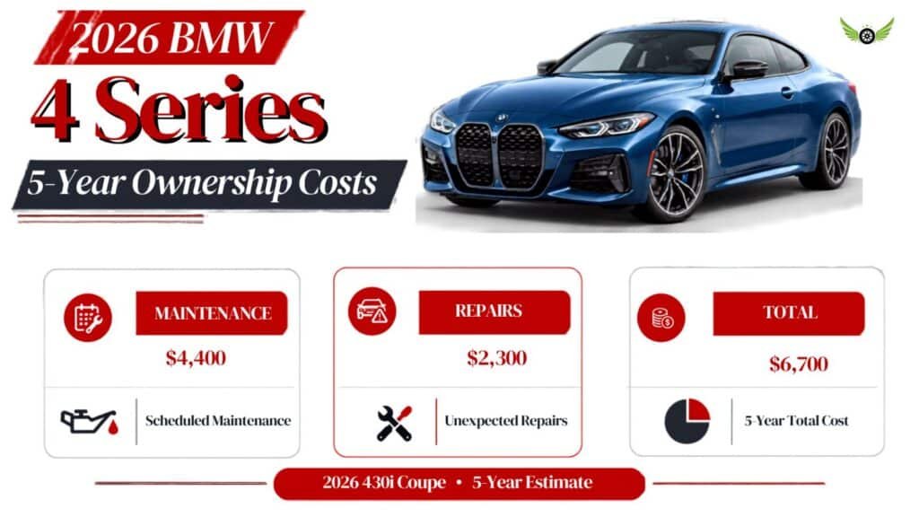 2026 BMW 4 Series maintenance and repair cost infographic