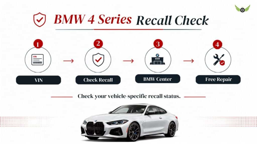 2026 BMW 4 Series recall and VIN check infographic