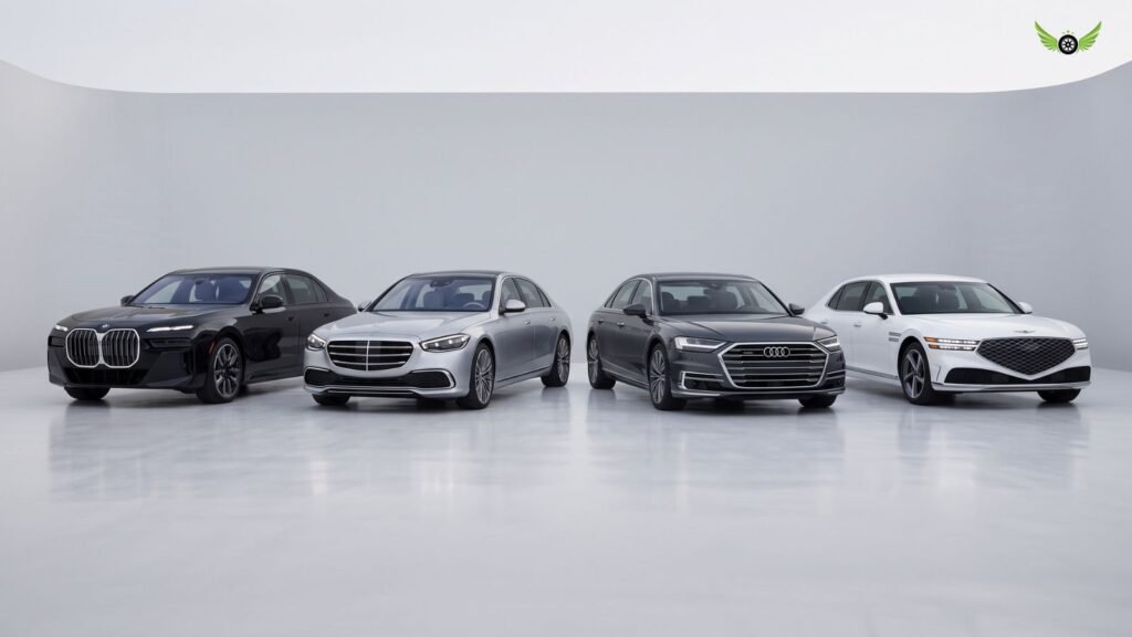 2026 BMW 7 Series compared with Mercedes-Benz S-Class, Audi A8 and Genesis G90