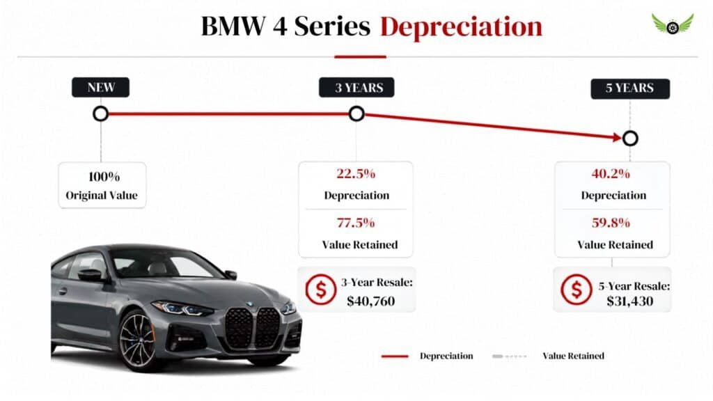 BMW 4 Series resale value and depreciation infographic by Vehicle Review Hub