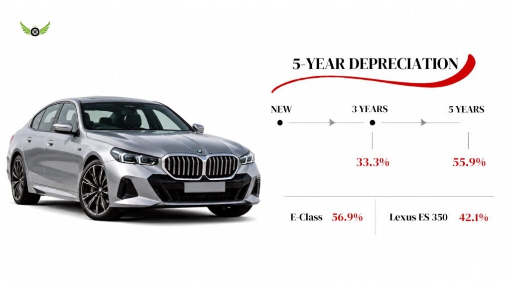 BMW 5 Series resale value and depreciation infographic