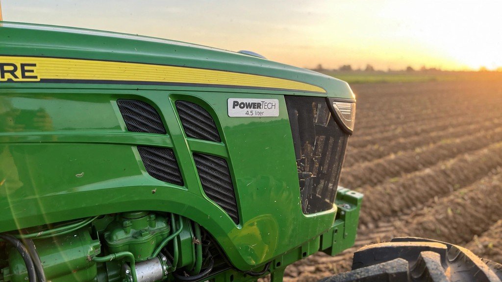 John Deere PowerTech 3029 engine detail on the 5075E utility tractor