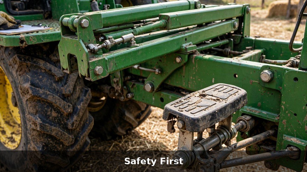 Safety inspection of brakes and ROPS on a John Deere 5075E