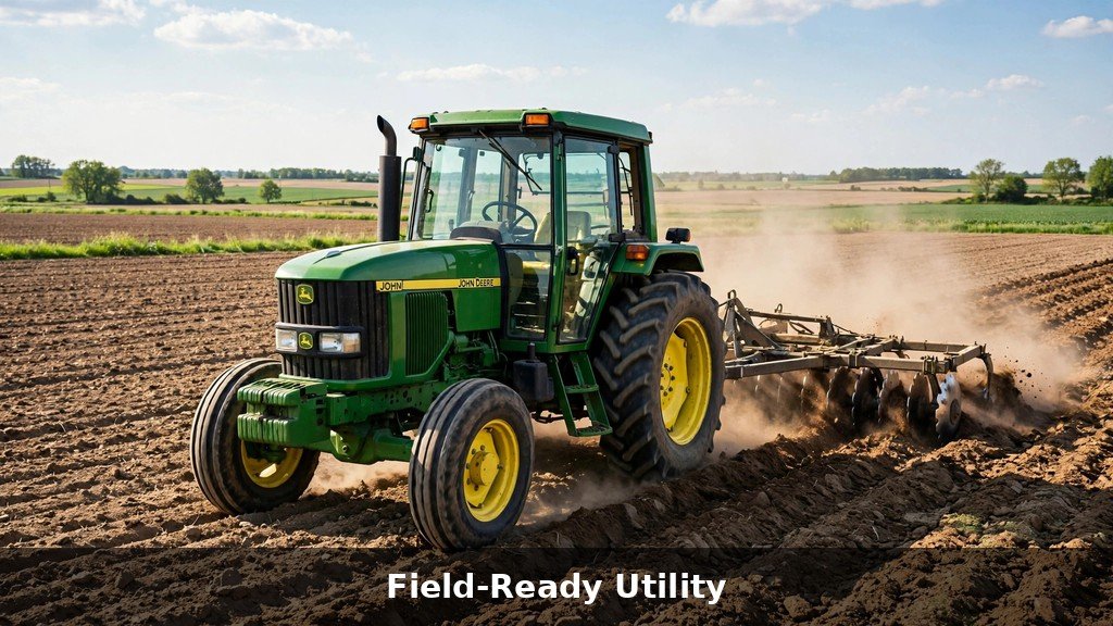 John Deere 5090M pulling a disc harrow implement in a field