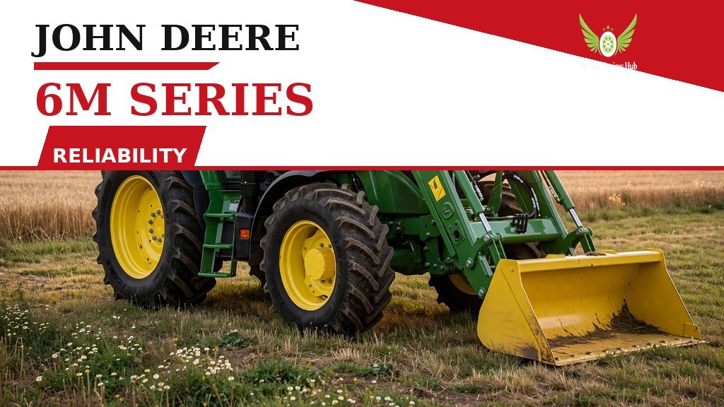 John Deere 6M Series Reliability featured banner showing the tractor with a loader in a field