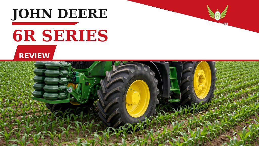 John Deere 6R Series Review featured banner showing the green tractor in a corn field