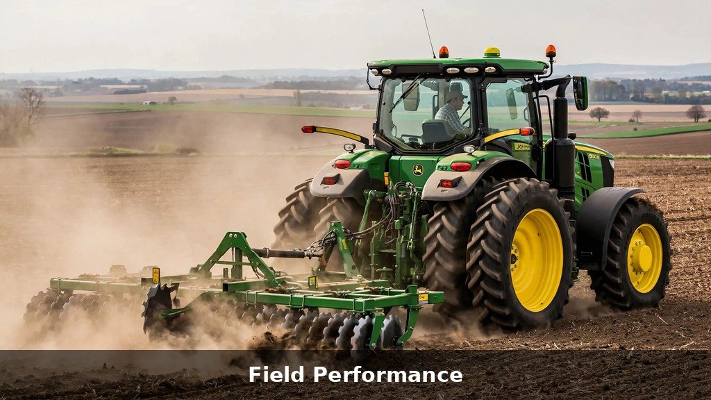 John Deere 6R tractor doing tillage work in the field