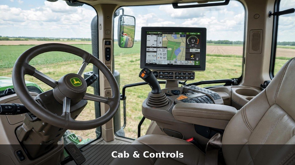 John Deere 6R ComfortView cab interior with controls