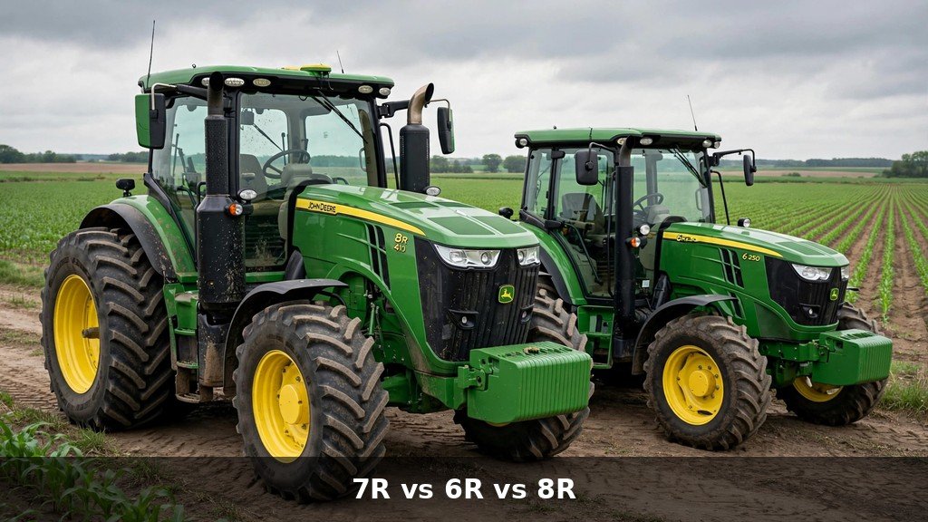John Deere 7R tractor compared with 6R and 8R series tractors