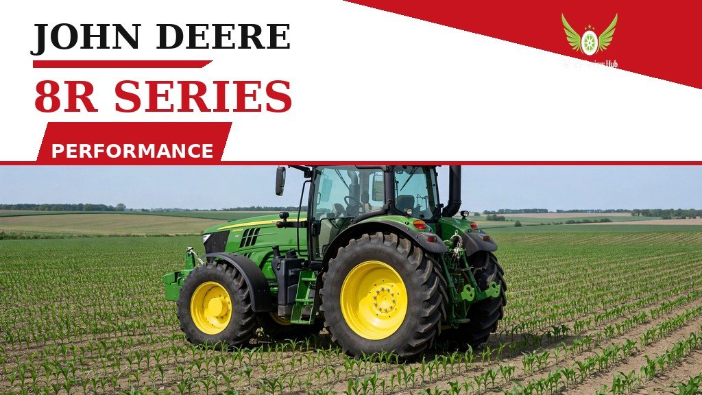John Deere 8R Series Performance featured banner showing the wheeled tractor in a crop field