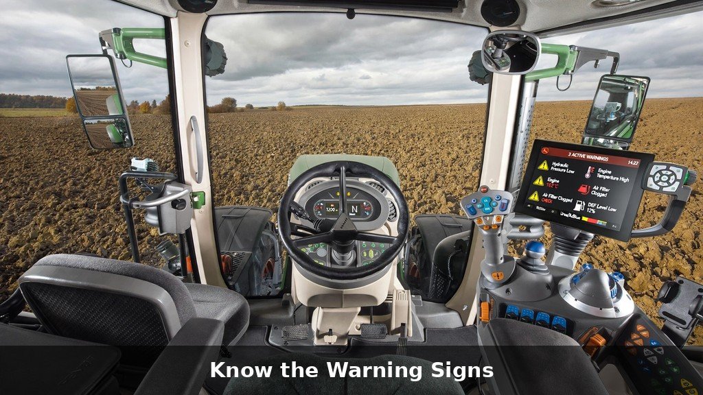 John Deere 8RX Series maintenance - cornerpost display warning indicators