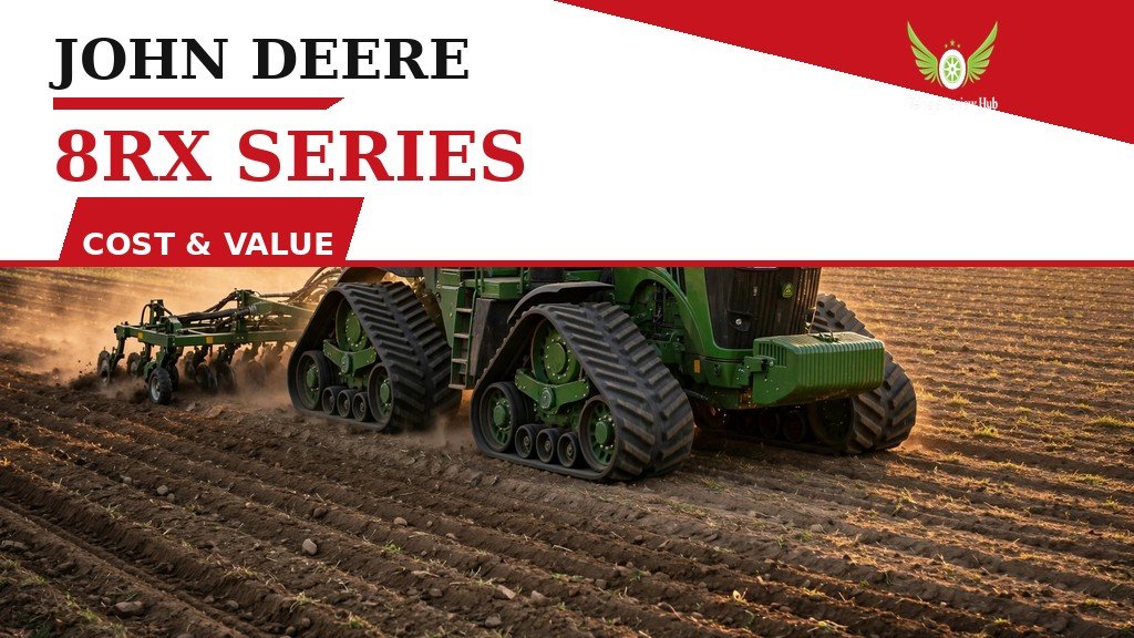 John Deere 8RX Series Cost and Value featured banner showing the four-track tractor in a field