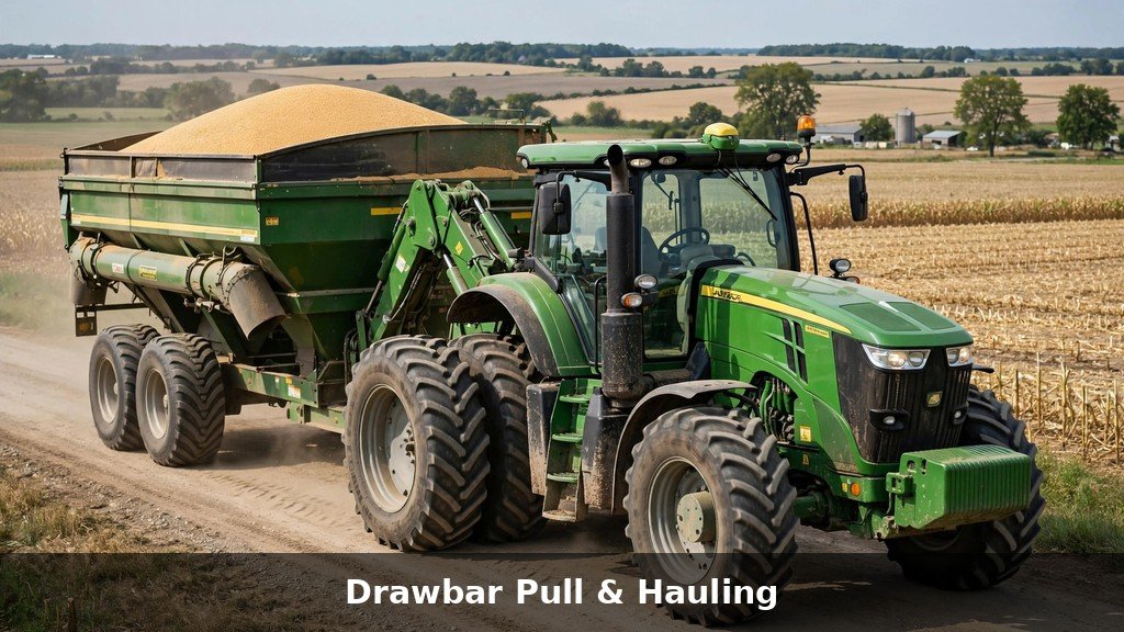 John Deere 9R Series drawbar pull and hauling