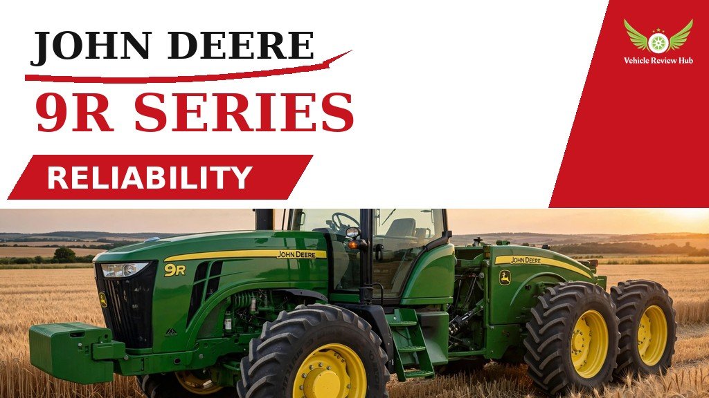 John Deere 9R Series Reliability featured banner with the tractor in a wheat field at sunset