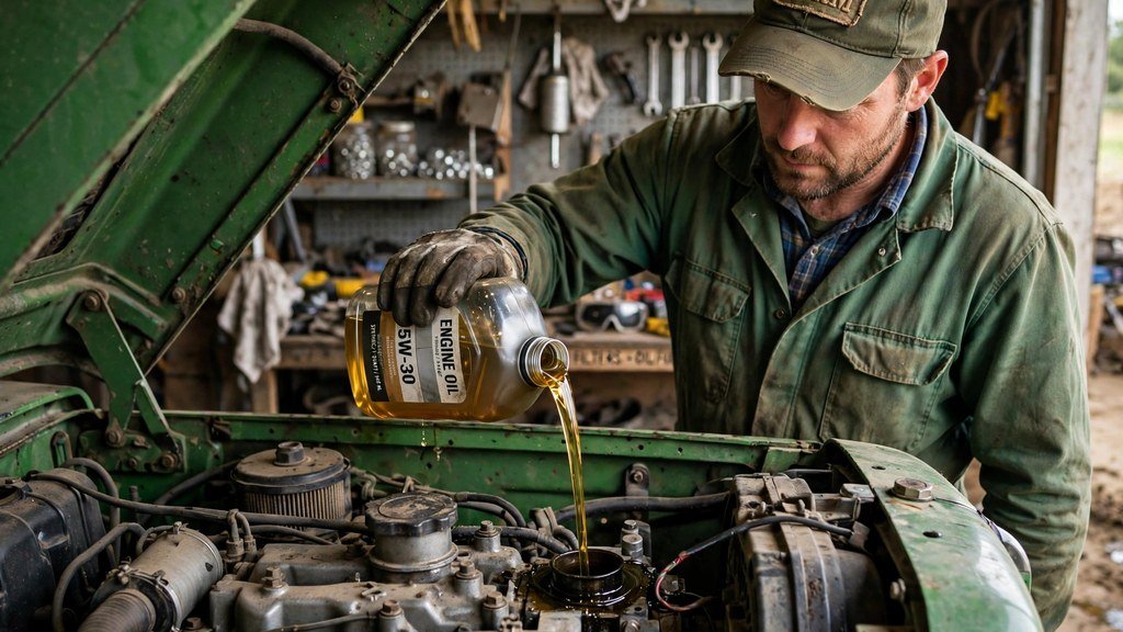 John Deere 9R Series maintenance engine oil change