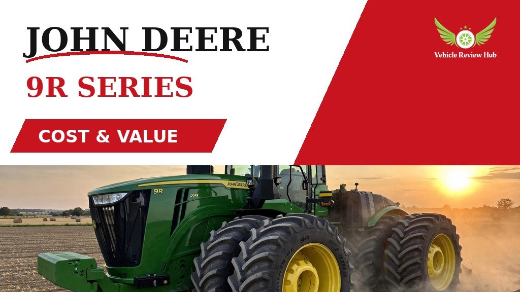 John Deere 9R Series Cost and Value featured banner showing the tractor at sunset