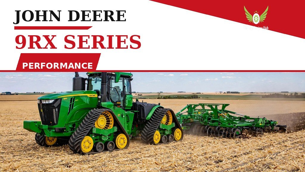 John Deere 9RX Series Performance featured banner showing the tracked tractor pulling a disc implement
