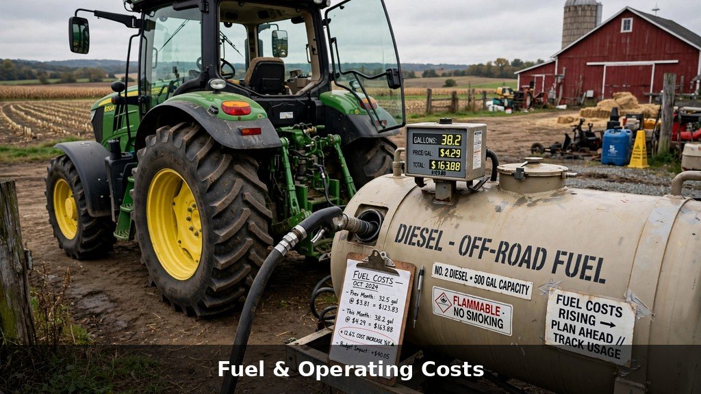 John Deere 9520RX ownership cost: refueling a large track tractor