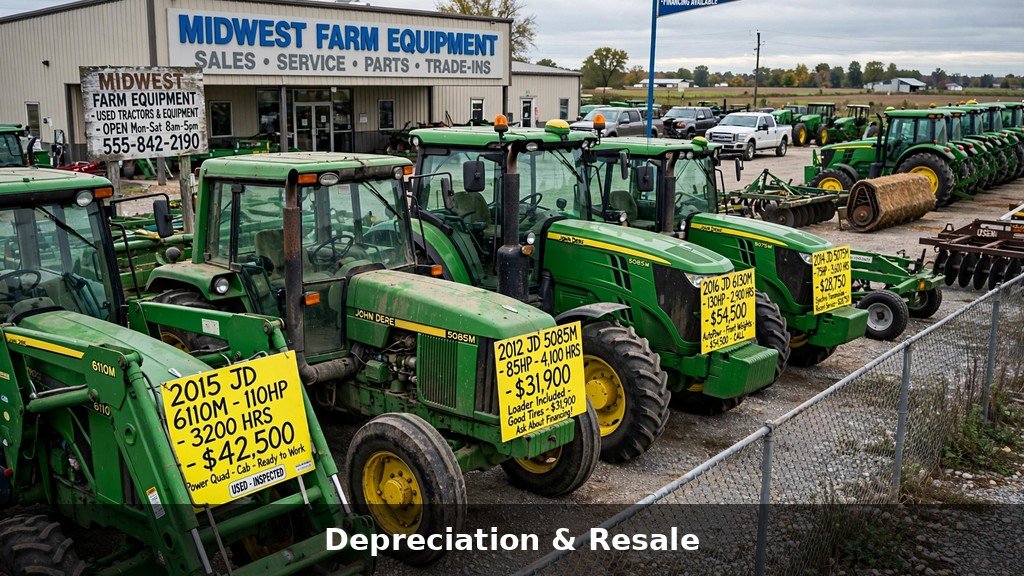 John Deere 9520RX ownership cost: used tractors on a dealer lot