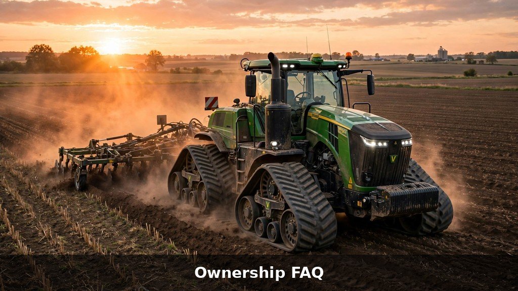 John Deere 9520RX ownership cost: four-track tractor at sunset