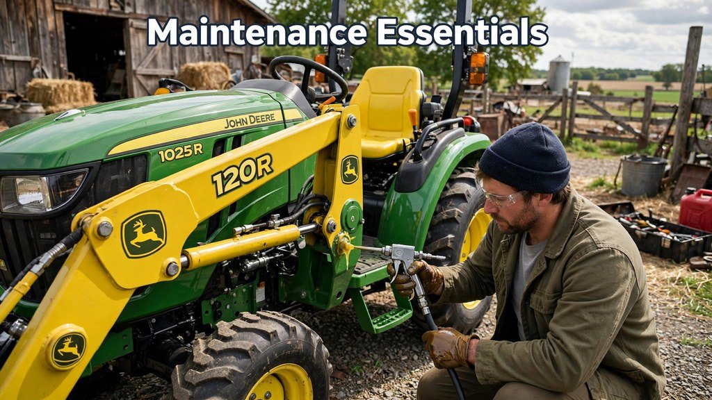 Greasing loader pivot points on a John Deere 1025R
