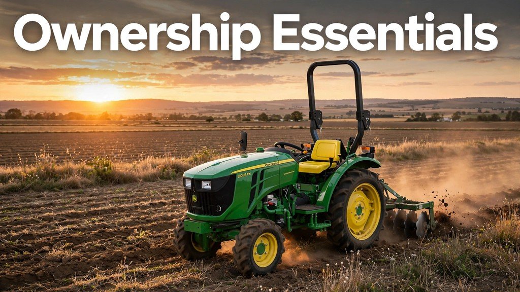 John Deere 2032R working in a field at golden hour, ownership essentials