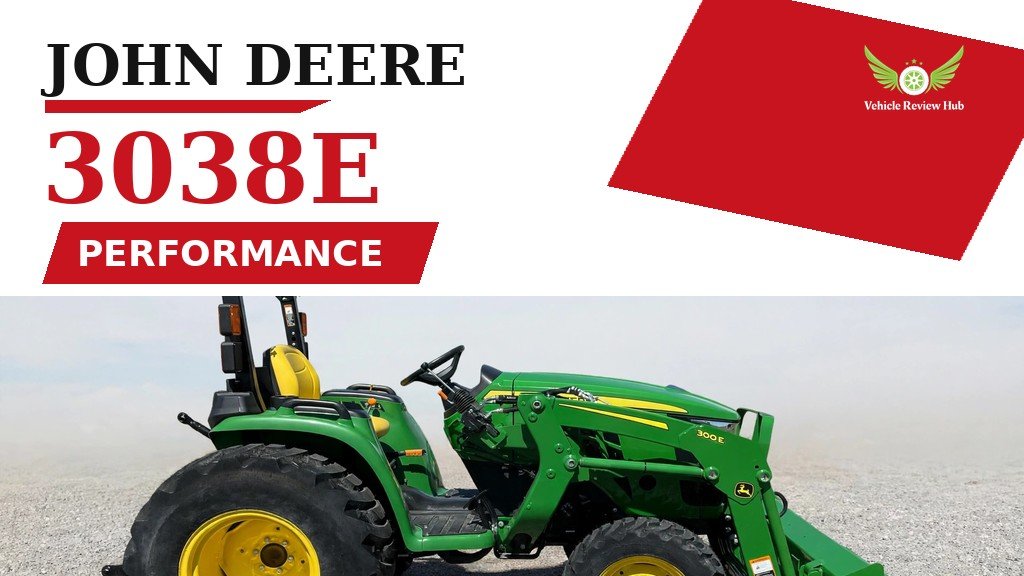 John Deere 3038E Performance featured banner with a green tractor