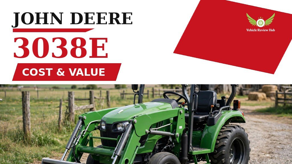 John Deere 3038E Cost and Value featured banner with a green tractor