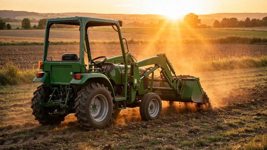 John Deere 3038E working in a field at golden hour, ownership essentials