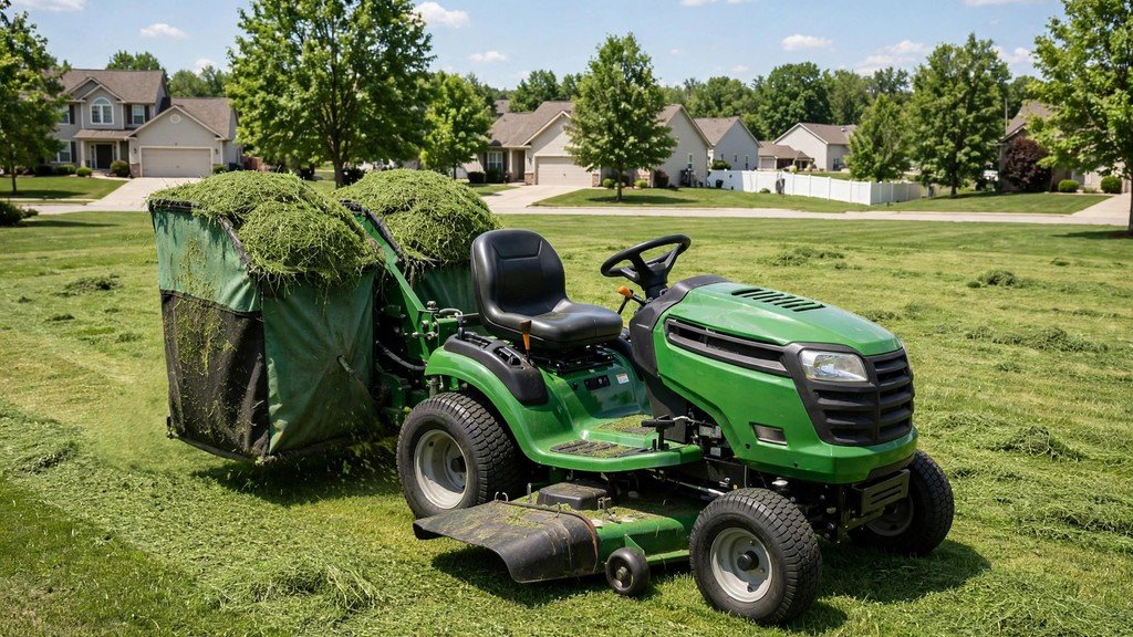 John Deere 100 Series performance bagging clippings on a lawn - Vehicle Review Hub