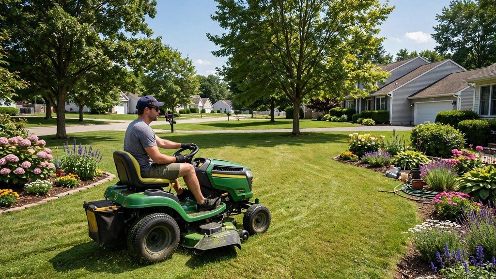 John Deere 100 Series performance real-world owner mowing a suburban lawn - Vehicle Review Hub