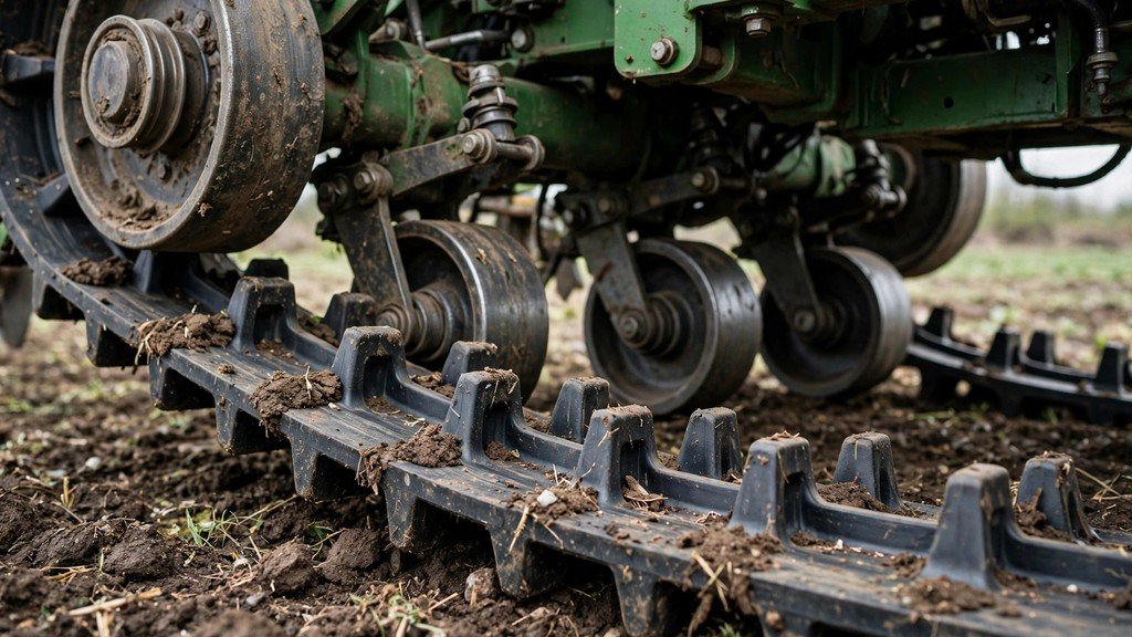 John Deere 8RT 410 track undercarriage with mid-rollers and track belt - Vehicle Review Hub