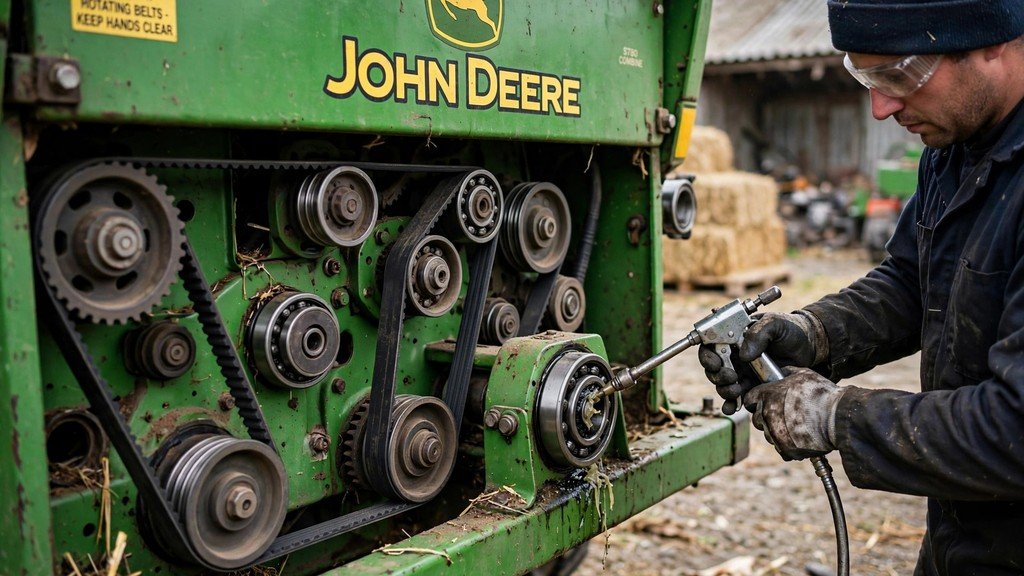 John Deere 9560 combine maintenance - belts and bearings inspection - Vehicle Review Hub
