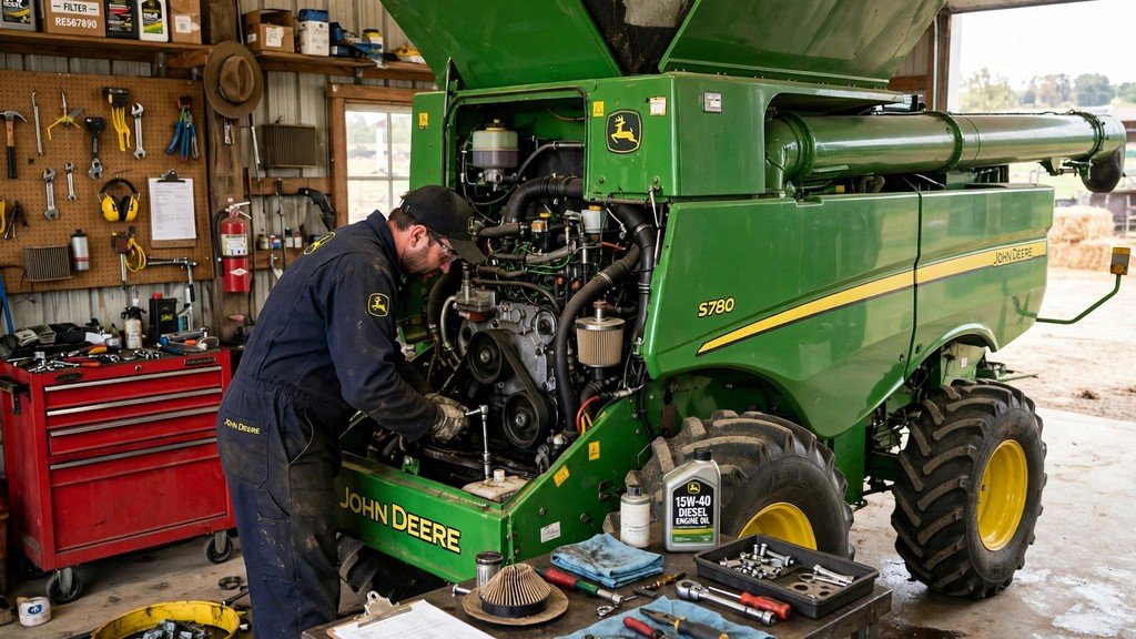 John Deere 9560 combine maintenance - engine service - Vehicle Review Hub