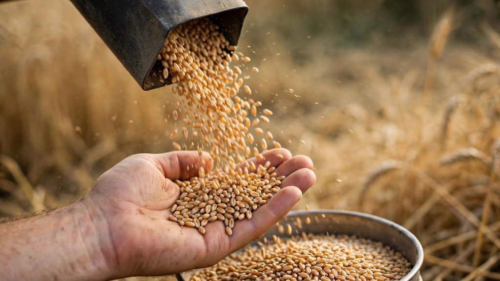 Clean grain sample from a John Deere combine - Vehicle Review Hub