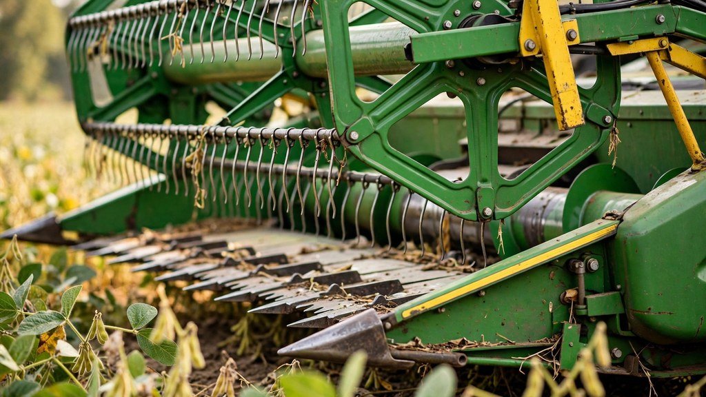 John Deere 9560 combine header close-up inspection - Vehicle Review Hub