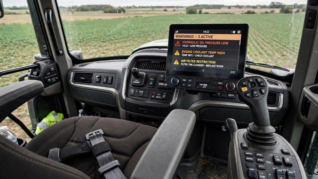 John Deere 9570RX cab display warning indicators maintenance FAQ - Vehicle Review Hub