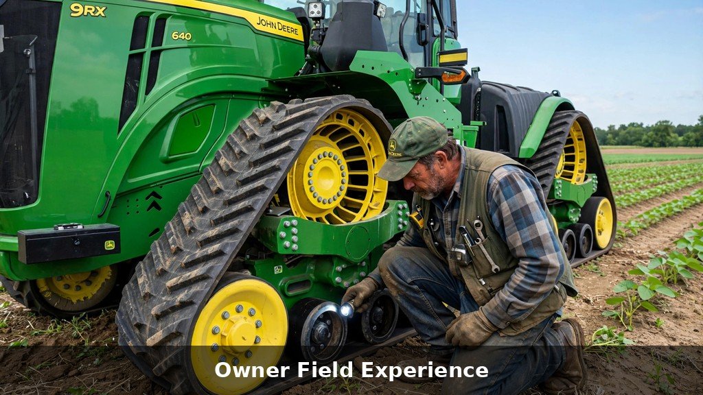 John Deere 9620RX performance owner experience inspecting tracks - Vehicle Review Hub