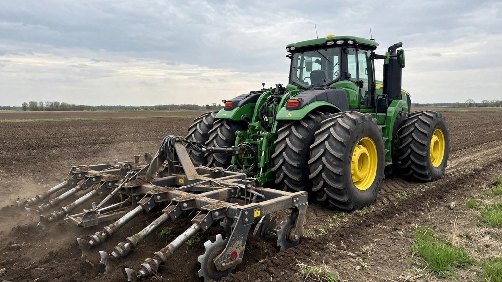 John Deere 9630 pulling a deep ripper through tilled soil - Vehicle Review Hub
