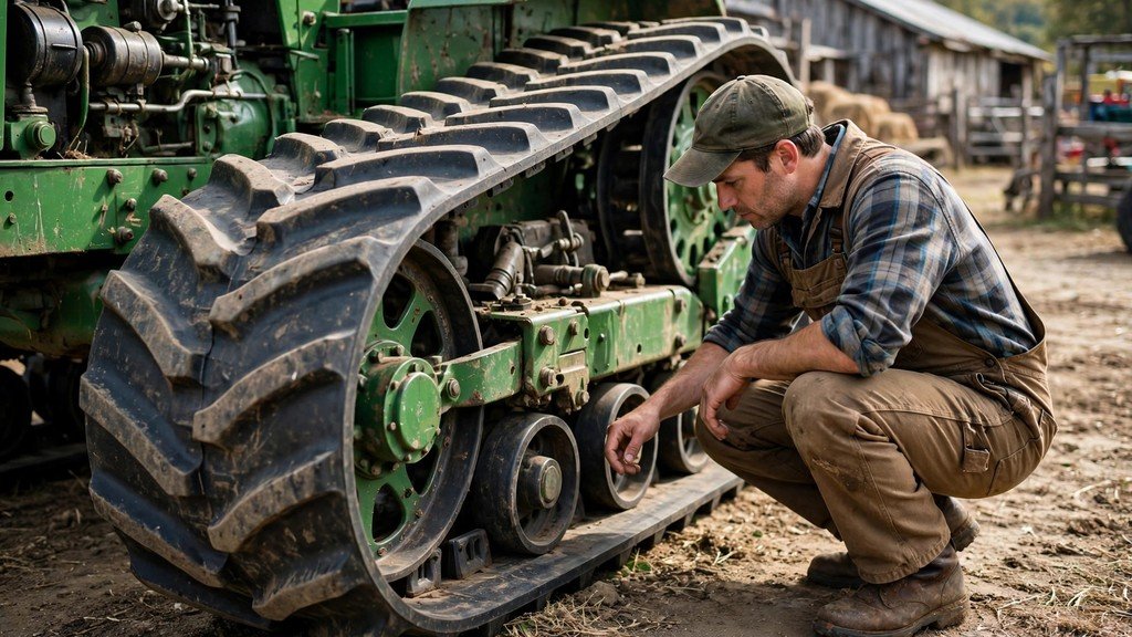 John Deere 9RX 590 performance owner experience inspecting tracks - Vehicle Review Hub