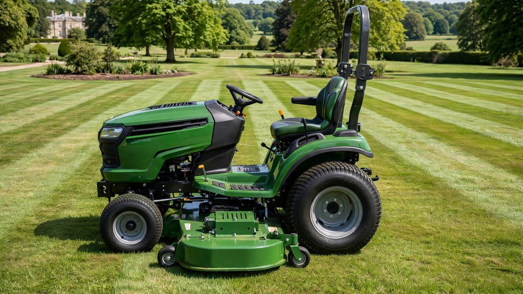 John Deere X700 Signature Series garden tractor with a wide mower deck on an estate lawn - Vehicle Review Hub