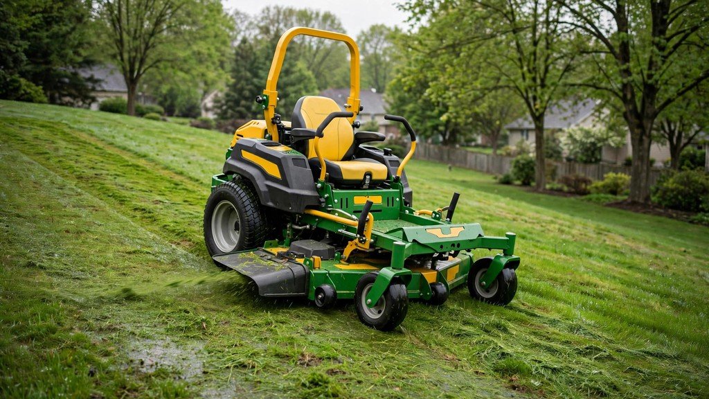 John Deere Z355E slope and wet grass limits - Vehicle Review Hub