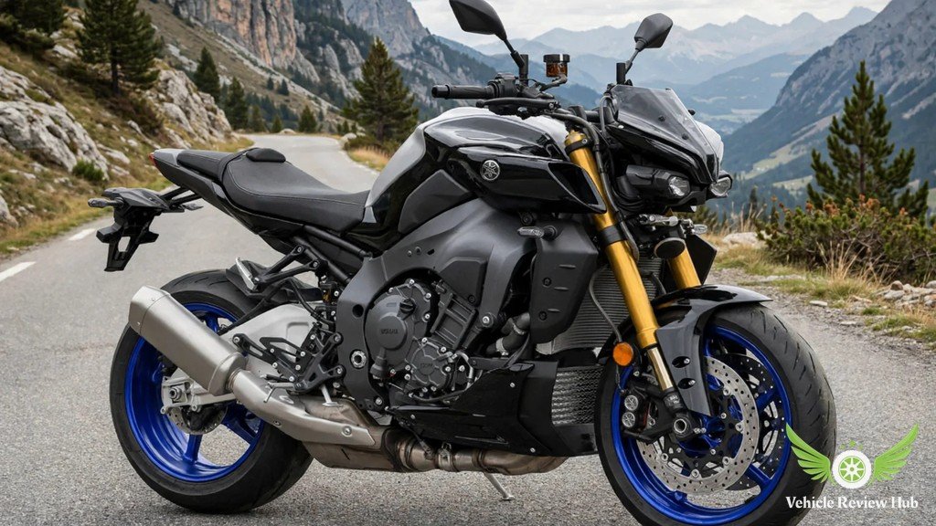 Yamaha MT-10 SP on a mountain road showing current generation styling
